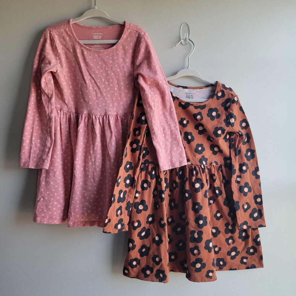 Jumping Beans Toddler Girls 5T Set of 2 Long Sleeve Jersey Dresses